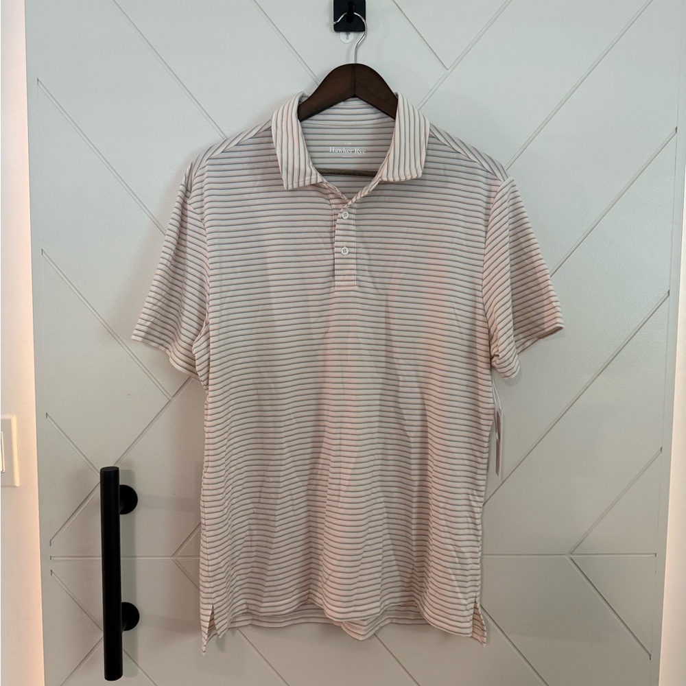 White Striped Short Sleve Polo